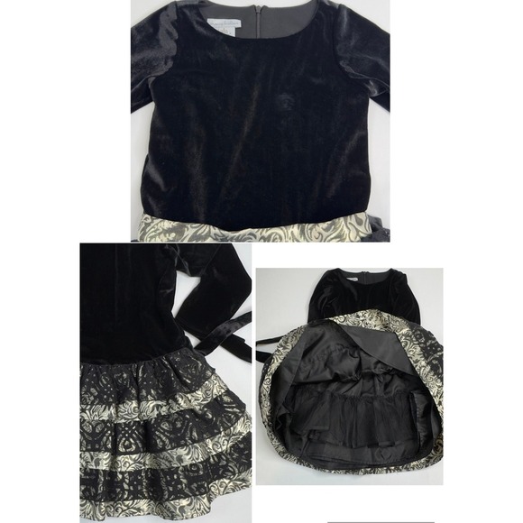 Chasing Fireflies Girls Black Velvet Dress Tiered Lace Party Holiday Size 6 - Picture 6 of 16